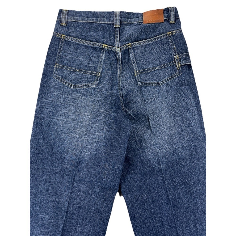 VTG Y2K Sean John Baggy Jeans Script Dark Wash Indigo Unisex Youth 16 Fits 28x30 - Picture 7 of 14